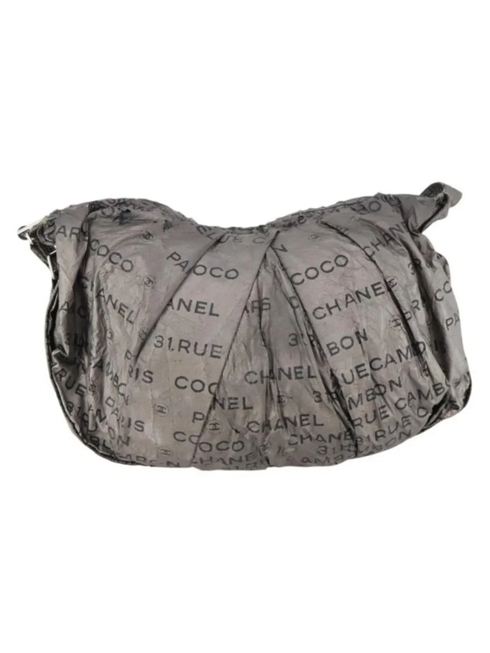 Authentic CHANEL Unlimited Shoulder Bag Coated Canvas Silver CC
